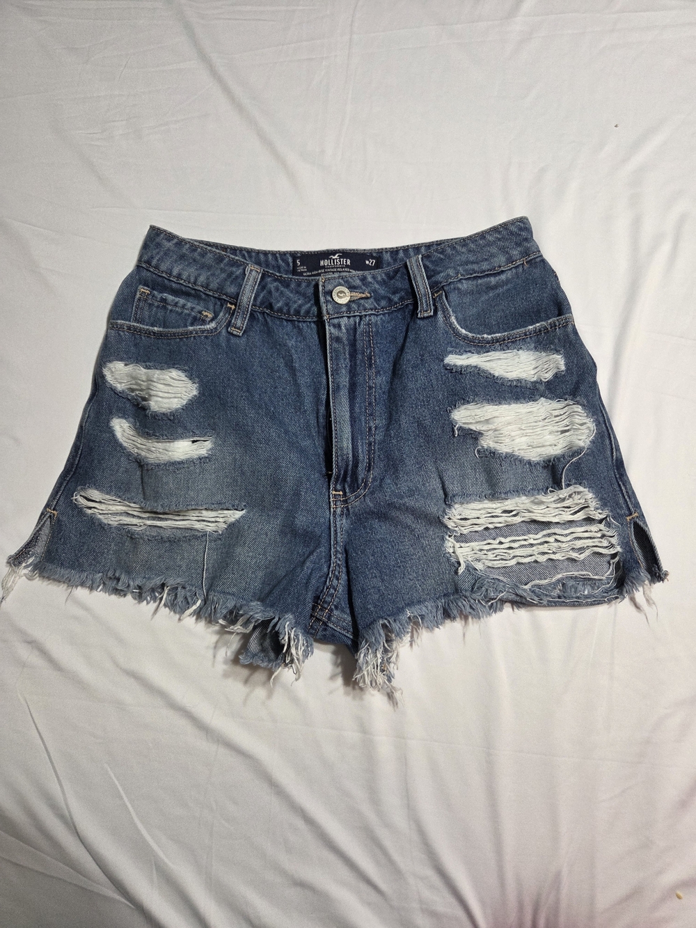 Distressed Denim Women’s Shorts - Blue